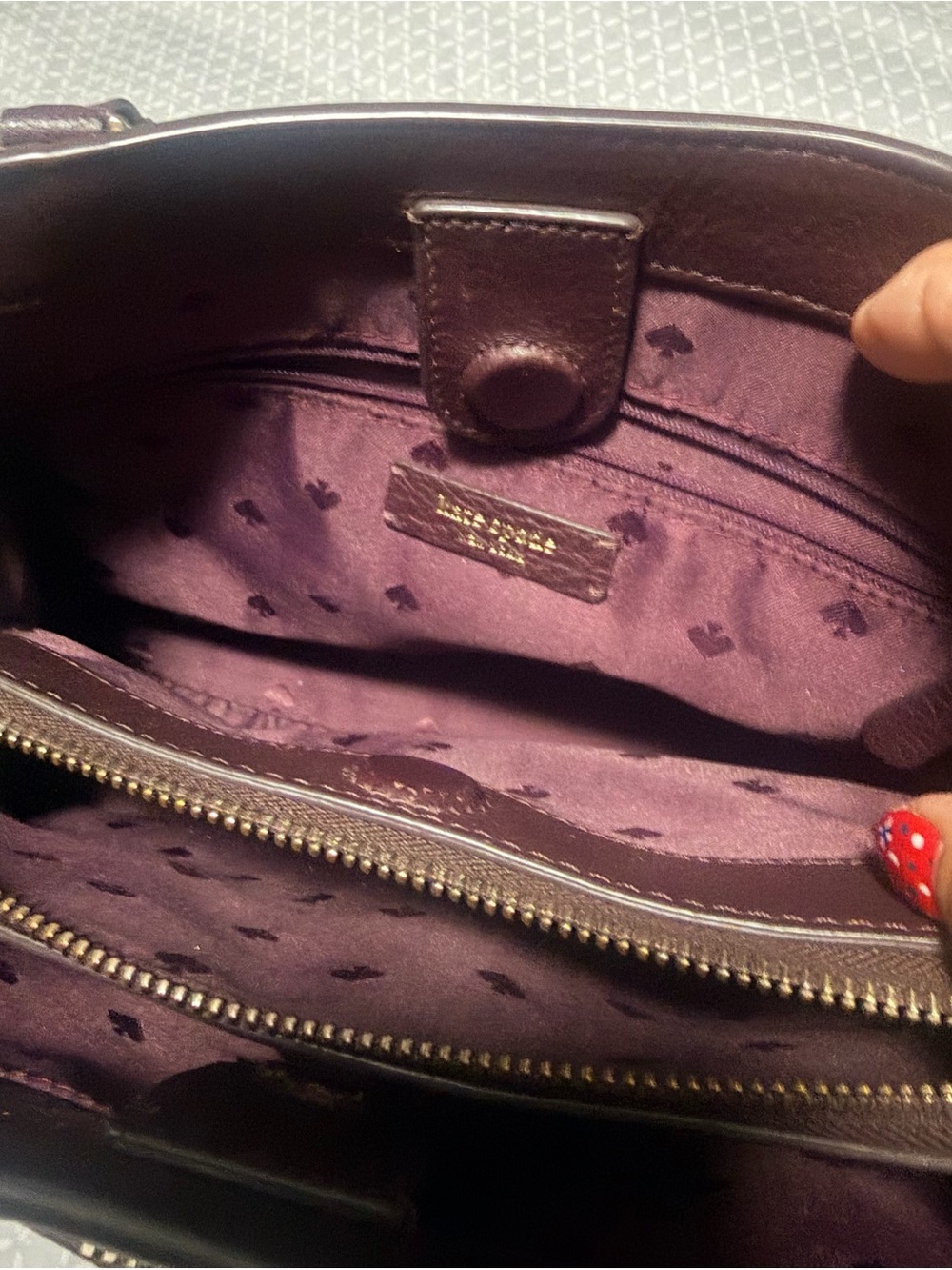 kate spade Deep Burgundy Pebbled Crossbody Leather Satchel with Top Handles - Picture 10 of 13